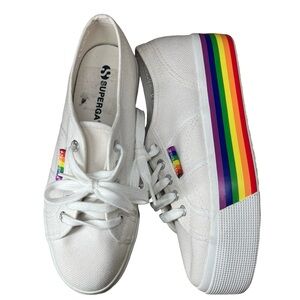 Superga Rainbow Platform Lace Up Canvas Sneaker Womens 7.5